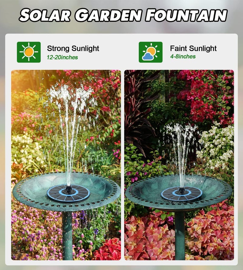 Yzert Solar Fountain Glass Panel with 2200 mah Battery, 3.5W Floating Solar Water Fountain with 4 Fixed Rods, Solar Pump for Bird Bath, Garden, Pond, Pool, Outdoor (Blue Panel Colorfu Lights) - Image 4